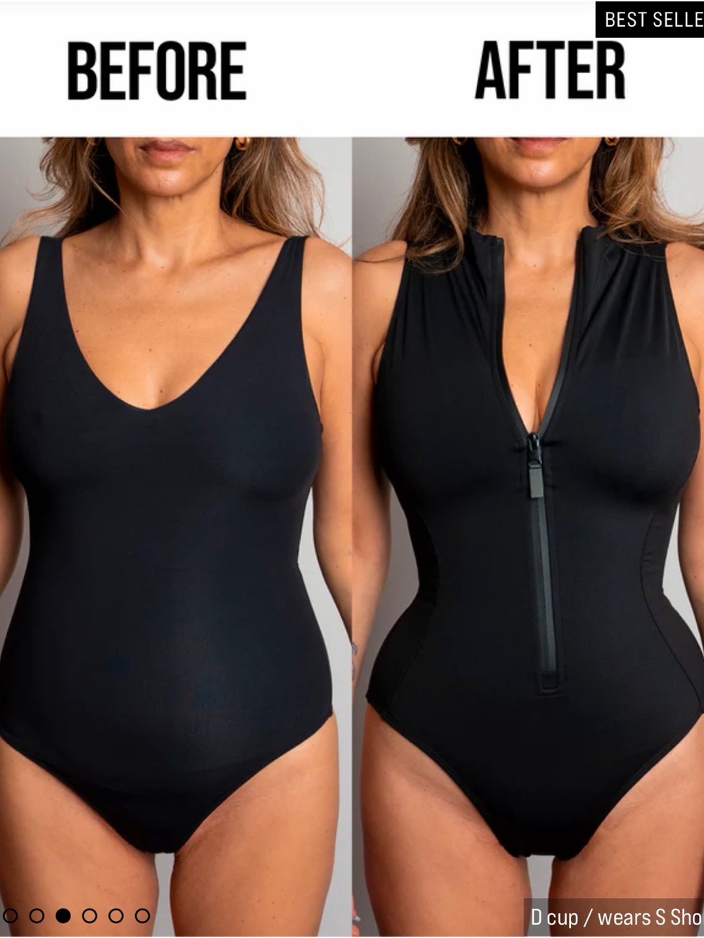 Ta3 Black Zip-Front One-Piece Surfy NWT Large - Picture 4 of 7